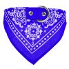 Adjustable Bandana Leather Pet Collar Triangle Scarf - Blue - L