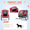 Dog Bike Trailer Foldable Pet Cart with 3 Entrances for Travel - Red