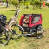 Dog Bike Trailer Foldable Pet Cart with 3 Entrances for Travel - Red