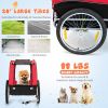 Dog Bike Trailer Foldable Pet Cart with 3 Entrances for Travel - Red
