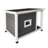 Outdoor Wooden Dog House Dog Kennel with Opening Hinged Roof for Easy Cleaning, Indoor Solid Wood Dog Cage - as Pic