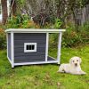 Outdoor Wooden Dog House Dog Kennel with Opening Hinged Roof for Easy Cleaning, Indoor Solid Wood Dog Cage - as Pic