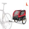 Dog Bike Trailer Foldable Pet Cart with 3 Entrances for Travel - Red