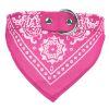 Adjustable Bandana Leather Pet Collar Triangle Scarf - Pink - M