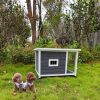 Outdoor Wooden Dog House Dog Kennel with Opening Hinged Roof for Easy Cleaning, Indoor Solid Wood Dog Cage - as Pic