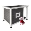 Outdoor Wooden Dog House Dog Kennel with Opening Hinged Roof for Easy Cleaning, Indoor Solid Wood Dog Cage - as Pic