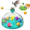 Interactive Cat Toy Ball Pets Cats Puzzle Spinning Track with Plush Balls Feather Teaser Kitten Toys Game Catnip Ball Toy - Pink